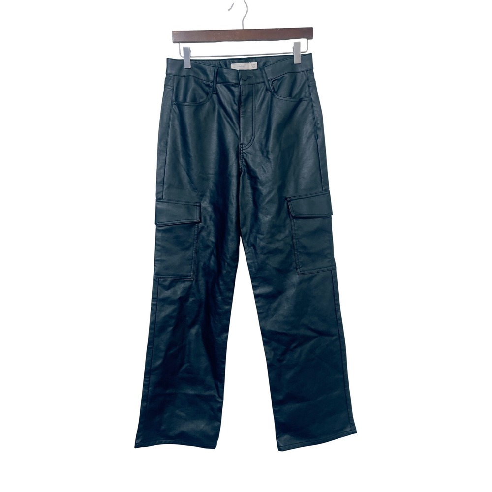 TGLA Women Faux Leather Cargo Pants Size 9/29 Black Utility Straight Biker Edgy